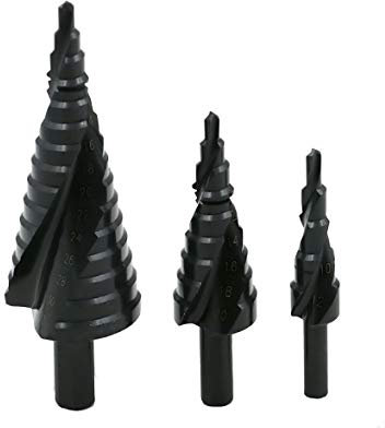 Mengshen Broca Escalonada Step Drill 3 Piezas 4-12mm / 4-20mm / 4-32mm, HSS Espiral Taladro de la Pagoda para Acero al Carbono, Chapa de Hierro, Tableros de Aislamiento, Tableros de PVC, Tablas