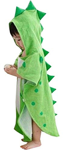 Alltops PHLCEhot Kids Cotton Hooded Towel Cartoon Dinosaur Bathrobe Bath Poncho Towel for Boys Girls