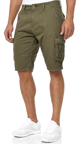 Indicode Herren Blixt Cargo Shorts mit 6 Taschen und Gürtel aus 100% Baumwolle | Männer Army, XL