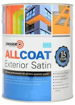 Zinsser Allcoat Exterior WB (Satin Finish) Ready Mixed Colours 5lt Anthracite Grey (Ral 7016)