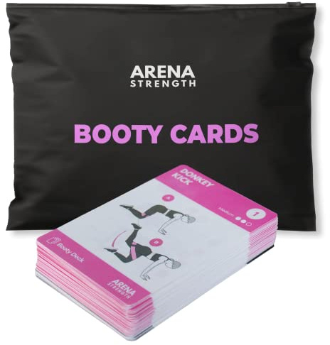 Arena Strength Booty Fitness Workout Cards- Instructional Deck for Band Workouts, Beginner Guide Resistance Training Exercises at Home. Includes Routines.