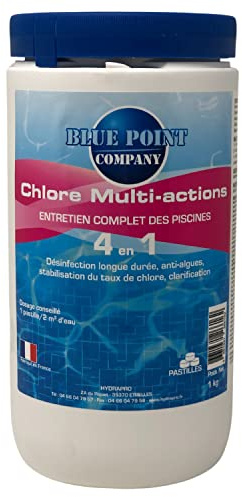 Chlore Multifonctions Piscine - Traitement Tout-en-Un à Multiples Actions/Pastilles de Chlore : désinfection, Anti-algues, clarifiant et stabilisant - Produit pour Entretien Eau Piscine