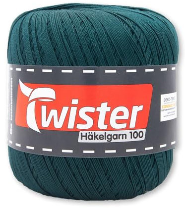 Frida's Wollhaus Twister 100 g Häkelgarn 100 Baumwolle mercerisiert gekämmt gasiert 18 Farben (79 | Tanne)