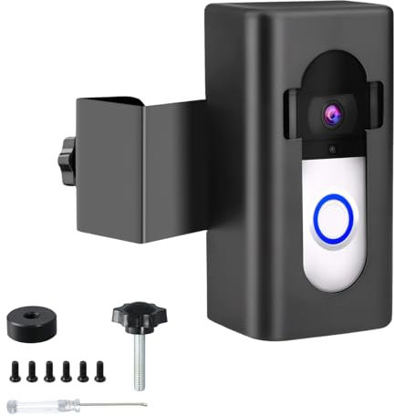 Rundago Video Doorbell Mount, Anti-Theft Doorbell Mount Compatible with Video Doorbell 1/2/3/3plus/4/Pro, Versatile Video Doorbell Holder for Houses/Apartments/Dorm/Office(Black, No Drilling)