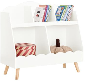 SoBuy Kinderregal mit 5 Fächern Bücherregal Aufbewahrungsregal für Kinder Montessori Regal weiß BHT ca. 82x76x35cm KMB100-W