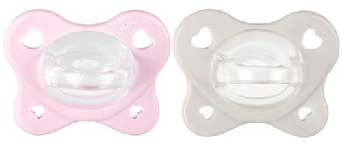 Chicco Gommotto Dual Soft, Ciuccio in Silicone 2-6 Mesi, Bicolore, Set di Gommotti con Doppia Morbidezza, Supportano la Respirazione e Favoriscono il Corretto Sviluppo della Bocca, 2 Pezzi, Bimba