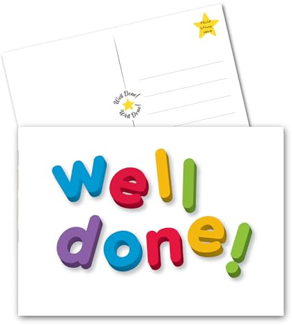 50-Pack Well Done Postcards A6: Positive Affirmation & Motivational Cards for Kids & Adults – Ideal Thank You Gifts from Teachers, Plain Postcards, Employee Appreciation and positive affirmation cards