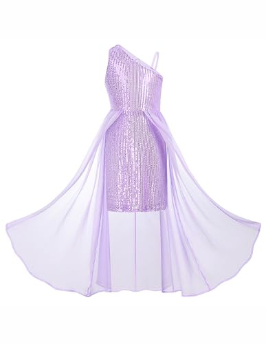 GRACE KARIN Robe Bretelles pour Fille Paillettes sans Manches Maxi Trapèze Soirée Party de Fête pour Enfants Élégante 6 Ans Rose Violet
