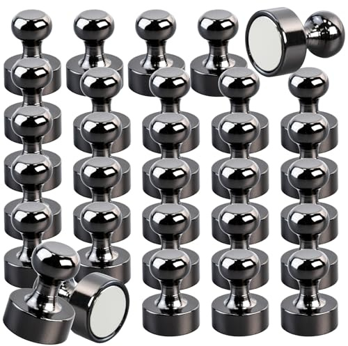 Aenienoe 30 Pièces Aimant Puissant Aimant Neodyme Aimant Frigo pour Tableau Magnétique Blanc,Tableau,Bureau,école,RéFrigéRateur,12x16mm Noir