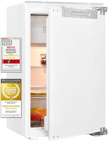 Exquisit Einbau Kühlschrank EKS131-4-FE-090E | Nutzinhalt: 119 L | 4-Sterne-Gefrieren | Festtürmontage | Einbaugerät