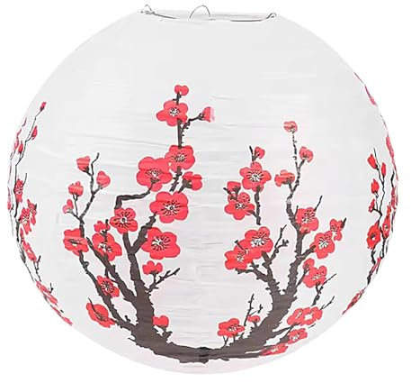 Lanterne en papier ronde en s, lanterne en papier chinoise,Ornement de lanterne en papier de prunier | Lanterne en papier pour parc, balcon, décoration saisonnière d'art oriental, mariage, anniversair