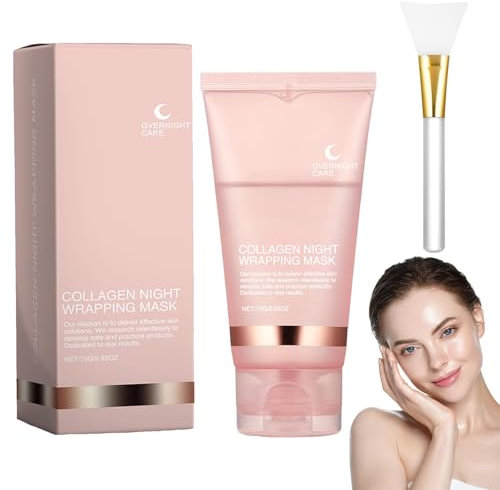 Collagen Maske Overnight,Collagen Night Wrapping Mask,Peel Off Kollagen Mask,Hydratation overnight maske gesicht,Fördert Elastizität & Feuchtigkeit, Reduziert Erschlaffung & Mattigkeit