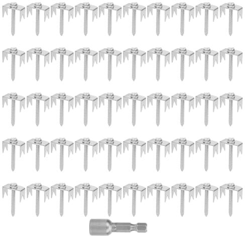 DUIMIMI 50PCS Stainless Steel Fence Post Fasteners, Reusable Wire Fence Fixing Screw Nails for Garden Fencing, Barbed Wire, Chain Link Fences, and Metal Fence Installations