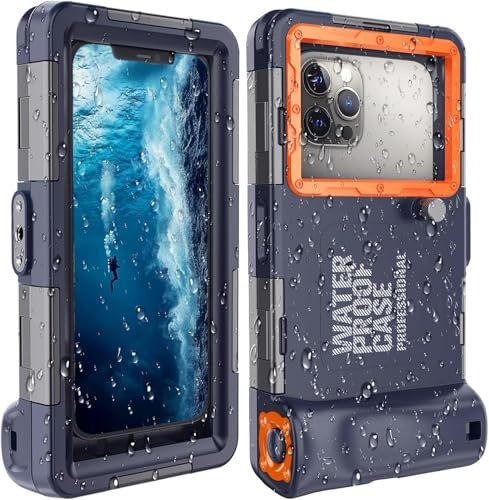 CarGad 2026 Underwater Phone Cases for Snorkeling, Waterproof Phone Case for Phone 17/16/15/14/13/12Pro Max for Galaxy S25/S24/S23/S22/S21,Scuba Underwater Photo Video Lake Blue