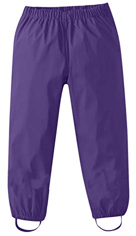 Générique Pantalon imperméable Coupe-Vent pour Filles garçons Bambin Tenue Pluie avec Barboteuse Combinaison Boue vêtements Tout-Petits résistant éclaboussures (Purple, 1-2 Years)