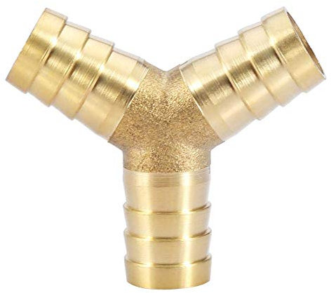Tuyau en Laiton Barbelé, Tuyau en Laiton Y à 3 voies Adaptateur de Raccord Cannelé Raccord pour Tuyau Eau/Huile/Gaz/Air(16mm 1pcs)