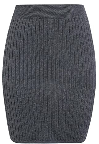 WQZYY&ASDCD Gonna A Matita Gonne Donna Fascia Elastica Invernale Gonna Dritta Lavorata A Maglia Calda Gonna Longuette Aderente Aderente da Donna M Grigia
