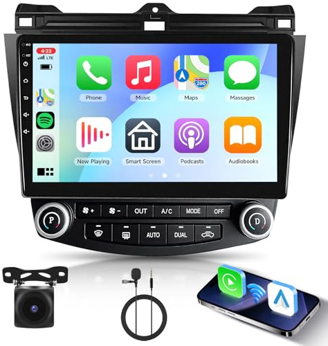 5Ghz WiFi Car Radio Stereo for Honda Accord 2003-2007 Android 15,10.1 inch Capacitive HD Touch Screen with Wireless carplay&Android Auto GPS Navigation WiFi Bluetooth USB FM Car Audio SWC 2G+64G