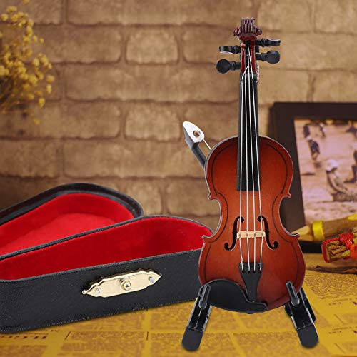 Yunxwd Modello di Violino In Miniatura, Violino in Miniatura in Legno con Custodia Modello di Strumento Musicale per Decorazioni per L'home Office