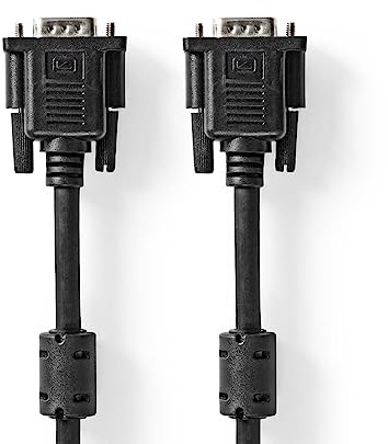 NEDIS Câble VGA, Cable Écran Ordinateur, Prise VGA | Fiche VGA | Plaqué nickel | Résolution maximale : 1280 x 768 | 3.00 m | Rond | ABS | Noir | Sac en plastique