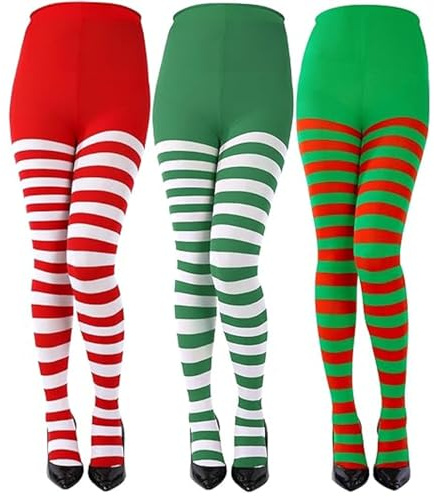 KATELUO Chaussettes Noel Haute, 3 Paires Chaussettes Hautes Femme Noël, Chaussette Longues Noels, para Décoration de Costumes de Noëls
