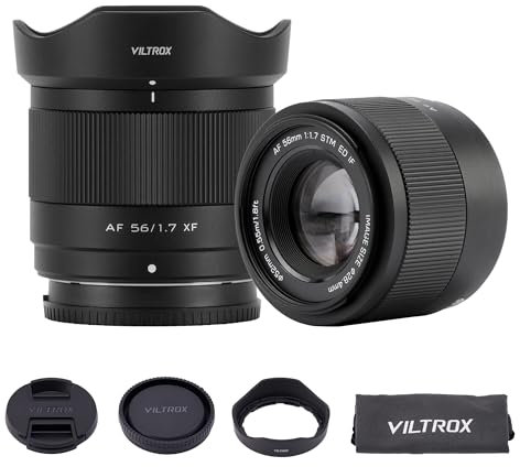 VILTROX AF 56mm F1.7 Obiettivo per attacco Fuji X, obiettivo a focale fissa APS-C con ampia apertura f/1.7 compatibile con fotocamere Fuji X-Mount X-A1 X-E1 X-M1 X-Pro2 X-Pro3 X-S10 XT30II X-H2S