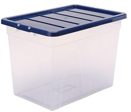 BANKERS BOX 64L Plastic Storage Box 3-Pack, BPA-Free & 100% Recycled Lids, Nesting & Stackable, Dust Cover Lid, 41x38x56cm, Ideal for Home & Office Organisation