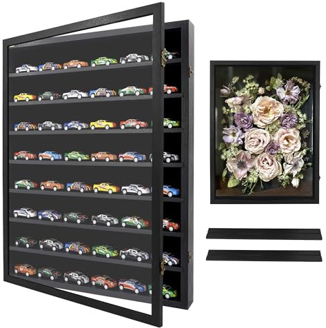 FramePro 45x60cm Marco de Fotos 3D, Shadow Box con 6 dividirs, 16x20 Pulgada Caja De Viaje para Recuerdos (Negro)