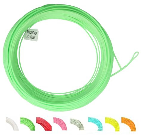Maimumcatch Bestpreis Fliegenfischen Schnur, Schwimmende Fliegenschnur&Fliegenschnur Combo mit Backing Vorfach und Tippet (1F/2F/3F/4F/5F/6F/7F/8F/9F/10F) (Hellgrün mit Schlaufen, WF6F)