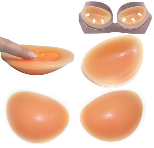 Majurphy Sticky Silicone Bra Inserts Pads,Breast Enhancer Push Up Bra Inserts,Chicken Cutlets Bra Insert,Silicone Bra Padding Insert,Orange, 1 Pair