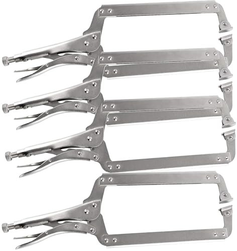 HOZEON 4 pinze per saldatura a C da 45,7 cm con cuscinetti girevoli, morsetto per saldatura resistente, set di morsetti per lavorazione del legno, pinze a C regolabili in nichel per lavorazione del