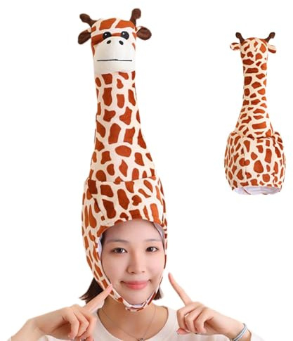 yybng Plüsch-Giraffe-Mütze, Plüsch Hut Für Kinder Tiermütze, Plüsch-Giraffe-Kopfbedeckungskappe, Foto-Requisiten, Kopfbedeckung, Party-Dressing-Zubehör