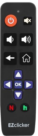 Télécommande TV Roku EZclicker | Universelle à Grosses Touches, Facile à Utiliser, pour Roku Uniquement, Non Compatible avec Roku Stick (2 Piles AAA Non incluses) (Noir)