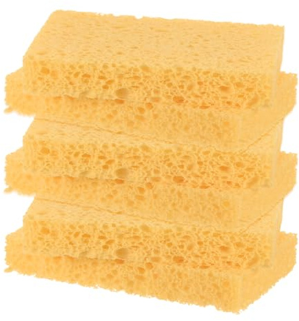 M METERXITY 6-Pack Esponjas De Cocina, Esponja De Celulosa Ecológica Condensada Sin Rayar Para Cocina/Hogar/Baño, Limpiador De Platos Para Limpiar Suciedad Difícil [Beige]