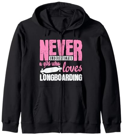 Mai Sottovalutare Una Ragazza Longboard Skateboard Felpa con Cappuccio