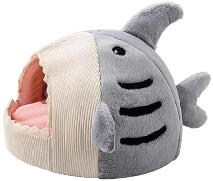 usefulbeauty Cave À Chat | Accessoires À Animaux Lavables en Peluche - Lit Requin Caverne Mignonne À Chat,pour Chiot Et Petit Chien Intérieur Dormir Apaisant Chambre Salon Balcon Appartement Bureau