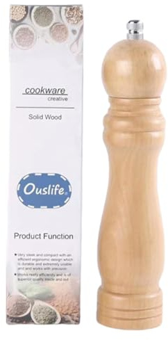 Macina Pepe, Macina Sale e Pepe Legno Massiccio Con Smerigliatrice Ceramica Regolabile Forte 8 Pollici, macinapepe manuale, Per Macinare Spezie, Cumino, Sesamo, Pepe, Erba