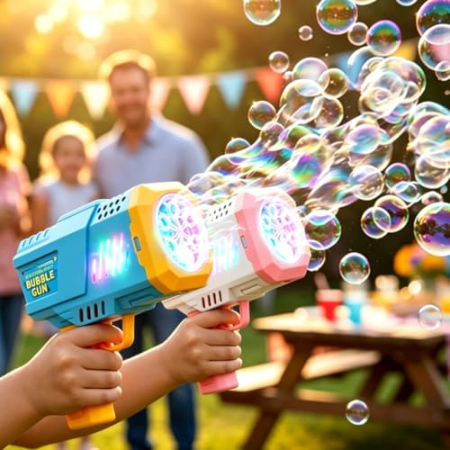 Bubble Guns Kit for Kids, Automatic Bubble Machine for Kids,Portable Bubble Making Toys, Bubble Blower Maker Boys Girls,Summer Toy Presents Outdoor Garden Wedding Party Bubble Maker-19