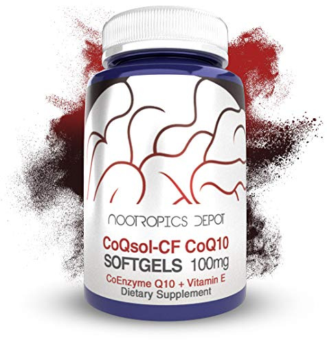Nootropics Depot CoQ10 Capsules | CoQsol-CF CoEnzyme Q10 Softgels | 100mg | 120 Count | Supports Cardiovascular Health, Brain Wellness and Cellular Function