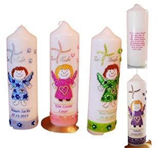 Taufkerze/Kommunionkerze,Konfirmationskerze,Engelinkl.Name,Datum Junge Mädchen B076WWYNPD