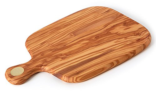 Berard 54600G, Planche à découper Racine en bois d'olivier avec manche, pour découpe et apéritif avec sac coton et cire d'entretien- 29 cm