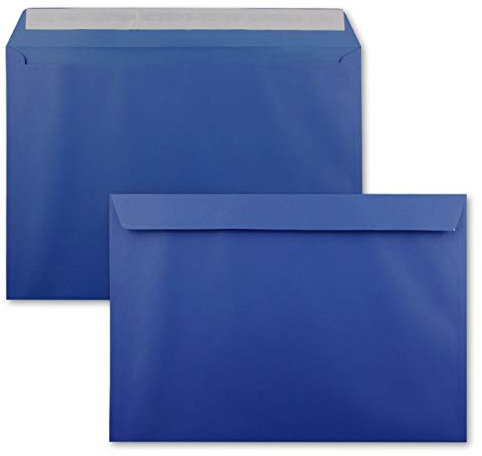 25x große XXL Briefumschläge DIN C4 in Royalblau (Blau) - 22,9 x 32,4 cm - Haftklebung ohne Fenster - Versandtasche für DIN A4 geeignet