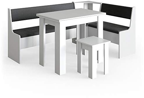 Vicco Eckbankgruppe Roman, Küchentisch, Weiß/Anthrazit, 180 x 120 cm mit Tisch
