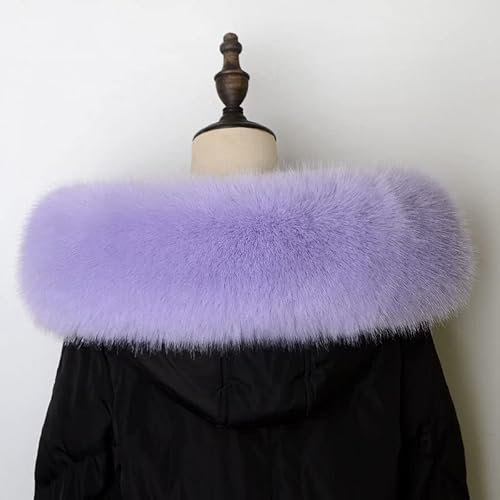 Pelzkragen Damen,Damen Winter Fuchspelz Kragen Fauxpelzkragen Kunstfell Kragen Damen Schal Halswärmer Winterschal Wärm Fuchs Kunstpelz Kunstfell Kragen für Kapuze Wintermantel,Lila