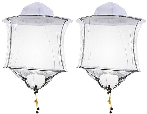 BESPORTBLE 2 Stück Hutschleier Polycotton-imkerschleier Hut Mit Elastischen Riemen Weißer Imkeranzug Netz Für Outdoor-aktivitäten