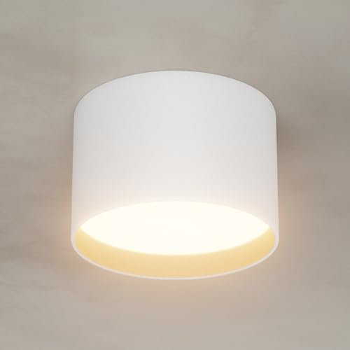 Klighten LED 12W Faretti da Soffitto Rotonda, Bianco Faretto da superficie, Plafoniera da Soffitto Moderna Bianco caldo 3000K, Lampada da soffitto Alluminio, IP44, 598LM, 60X90mm