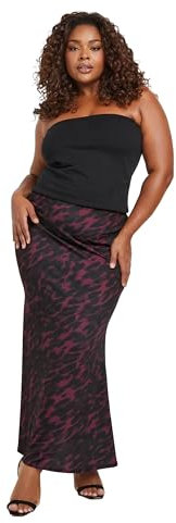Yours Limited Collection Curve Burgundy Red Leopard Print Maxi Skirt - Women's - Plus Size Curve
