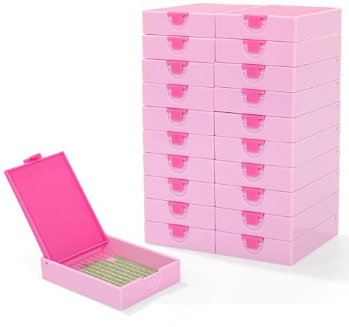 CATEARED 2-in-1 Stapelbare Diamant-Malerei-Tabletts mit Deckel, Aufbewahrungsbehälter für Diamantmalerei, Bastel- und Perlen-Aufbewahrungsbehälter (Hellrosa, groß) (Hellrosa, 20 Piece Tray Kit)