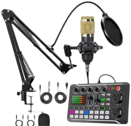 Équipement DJ Carte Son Microphone Console Studio Kit Carte Son Câble Téléphone Carte Mixage Vocal Live Mixing F998 Ordinateur Son