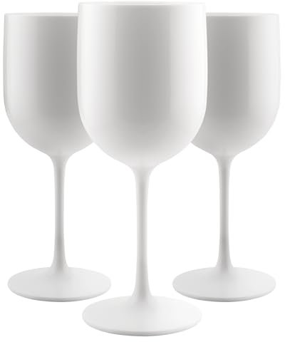 FOX & GRAPES Plastic Stemmed Wine Glasses, 16oz | Unbreakable, Shatterproof, Reusable, BPA-Free, Dishwasher Safe | Party & Event Wine Cups, Indoor/Outdoor Use | White, Set of 12